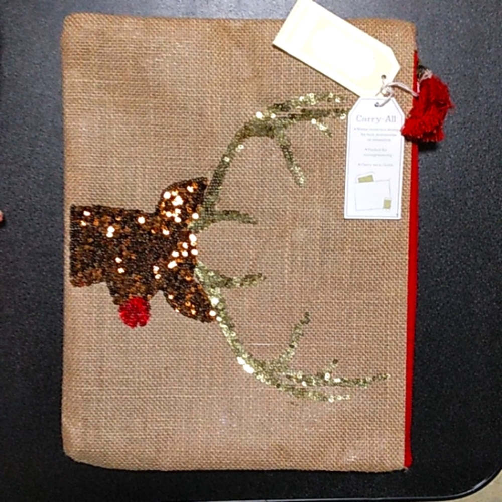 NWT MUDPIE High Quality REINDEER with Gold Brown and Red loops...